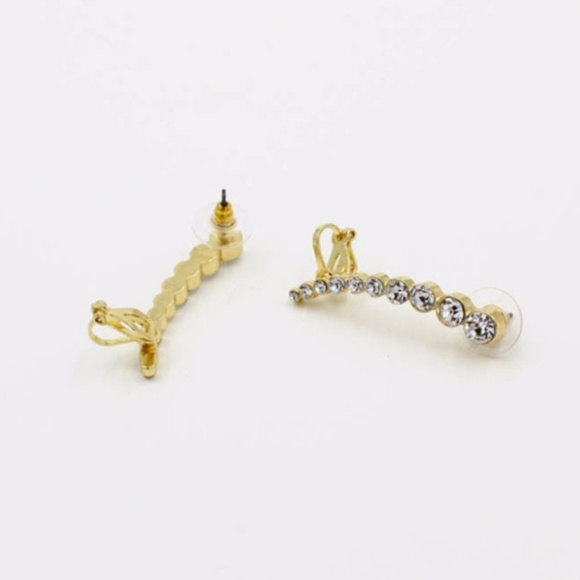 White Rhinestone Gold Ear Cuff - Picture 2 of 3
